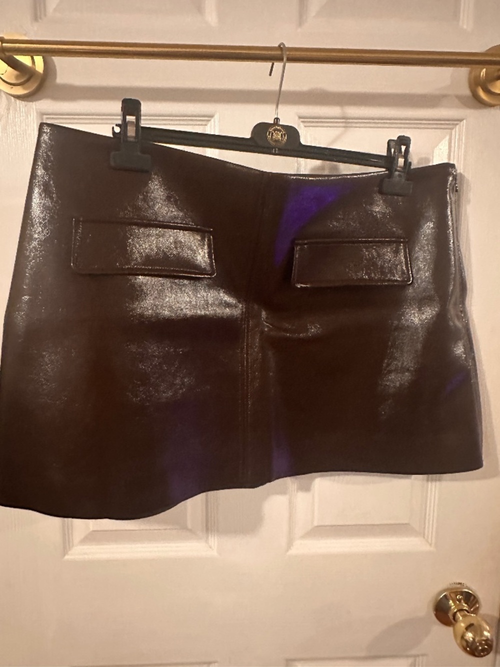 Burgundy H&M Patent Finish Faux Leather Skirt